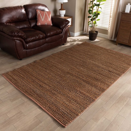 Baxton Studio Zaguri Modern and Contemporary Natural Handwoven Leather Blend Area Rug 188-11860-ZORO
